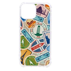 Travel Pattern Immigration Stamps Stickers With Historical Cultural Objects Travelling Visa Immigran Iphone 13 Mini Tpu Uv Print Case by Bedest