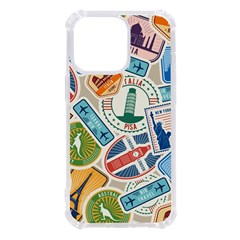 Travel Pattern Immigration Stamps Stickers With Historical Cultural Objects Travelling Visa Immigran Iphone 13 Pro Tpu Uv Print Case by Bedest