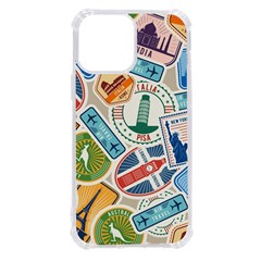 Travel Pattern Immigration Stamps Stickers With Historical Cultural Objects Travelling Visa Immigran Iphone 13 Pro Max Tpu Uv Print Case by Bedest