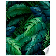 Tropical Green Leaves Background Canvas 11  X 14  by Bedest