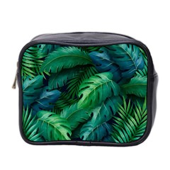 Tropical Green Leaves Background Mini Toiletries Bag (two Sides) by Bedest