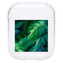 Tropical Green Leaves Background Hard Pc Airpods 1/2 Case by Bedest