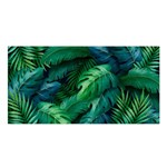 Tropical Green Leaves Background Satin Shawl 45  x 80  Front