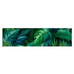 Tropical Green Leaves Background Oblong Satin Scarf (16  X 60 ) by Bedest