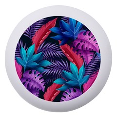 Background With Violet Blue Tropical Leaves Dento Box With Mirror