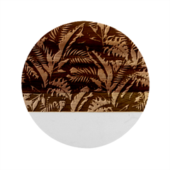 Background With Violet Blue Tropical Leaves Marble Wood Coaster (round) by Bedest