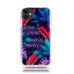 Background With Violet Blue Tropical Leaves Iphone 11 Tpu Uv Print Case by Bedest