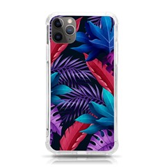 Background With Violet Blue Tropical Leaves Iphone 11 Pro Max 6 5 Inch Tpu Uv Print Case by Bedest