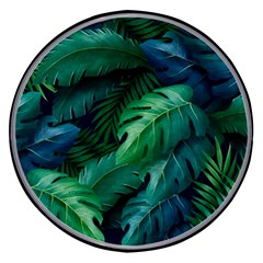 Tropical Green Leaves Background Wireless Fast Charger(black) by Bedest