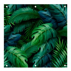 Tropical Green Leaves Background Banner And Sign 4  X 4  by Bedest