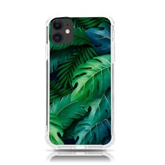 Tropical Green Leaves Background Iphone 11 Tpu Uv Print Case by Bedest