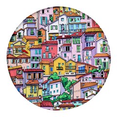 Menton Old Town France Round Glass Fridge Magnet (4 Pack) by Bedest