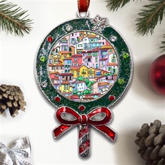 Menton Old Town France Metal X mas Lollipop With Crystal Ornament by Bedest