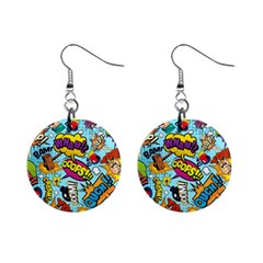 Comic Elements Colorful Seamless Pattern Mini Button Earrings by Bedest