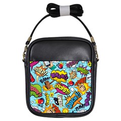 Comic Elements Colorful Seamless Pattern Girls Sling Bag by Bedest