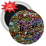 Graffiti Word Seamless Pattern 3  Magnets (100 pack) Front