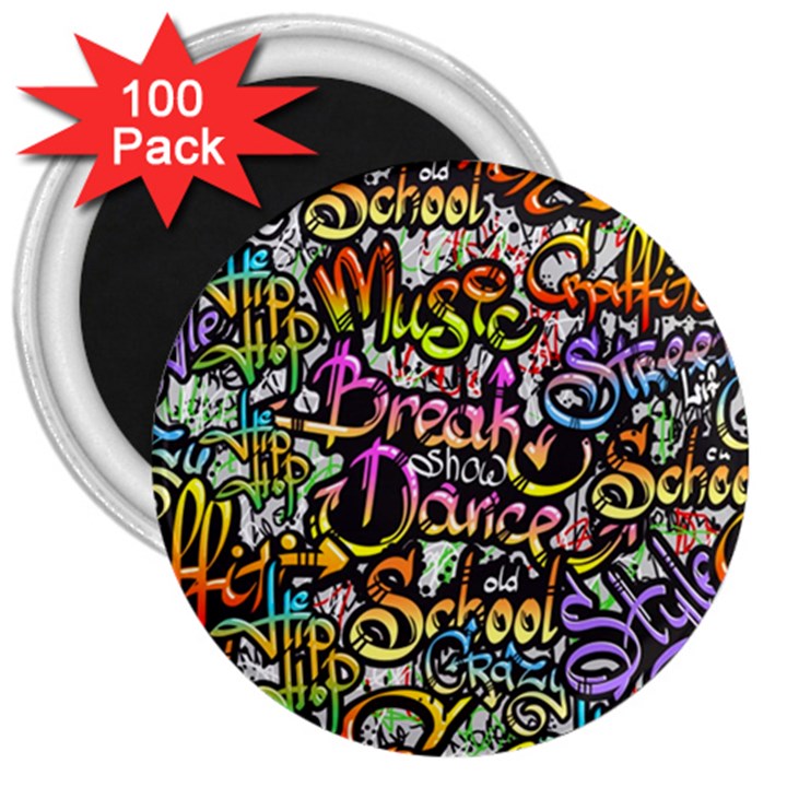 Graffiti Word Seamless Pattern 3  Magnets (100 pack)