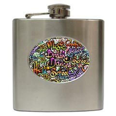 Graffiti Word Seamless Pattern Hip Flask (6 Oz) by Bedest