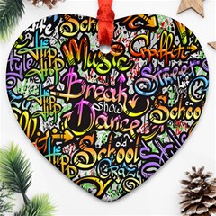 Graffiti Word Seamless Pattern Heart Ornament (two Sides) by Bedest