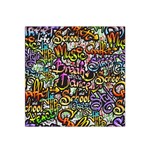 Graffiti Word Seamless Pattern Satin Bandana Scarf 22  x 22  Front