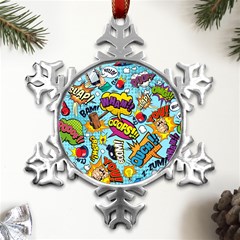 Comic Elements Colorful Seamless Pattern Metal Small Snowflake Ornament by Bedest