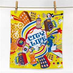 Colorful City Life Horizontal Seamless Pattern Urban City Face Towel by Bedest