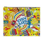 Colorful City Life Horizontal Seamless Pattern Urban City Cosmetic Bag (XL) Front