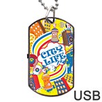 Colorful City Life Horizontal Seamless Pattern Urban City Dog Tag USB Flash (One Side) Front