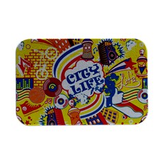 Colorful City Life Horizontal Seamless Pattern Urban City Open Lid Metal Box (silver)  