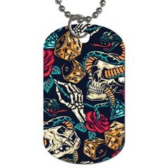 Vintage Art Tattoos Colorful Seamless Pattern Dog Tag (two Sides) by Bedest