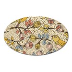 Seamless Pattern With Flower Bird Oval Magnet Front