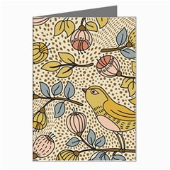 Seamless Pattern With Flower Bird Greeting Card by Bedest