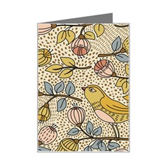 Seamless Pattern With Flower Bird Mini Greeting Card by Bedest