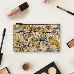 Seamless Pattern With Flower Bird Cosmetic Bag (small) by Bedest