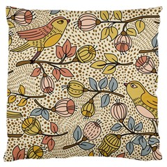 Seamless Pattern With Flower Bird Large Cushion Case (one Side) by Bedest