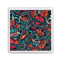 Vintage Tattoos Colorful Seamless Pattern Memory Card Reader (square) by Bedest