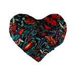 Vintage Tattoos Colorful Seamless Pattern Standard 16  Premium Flano Heart Shape Cushions Front