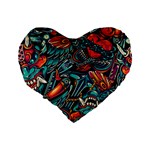 Vintage Tattoos Colorful Seamless Pattern Standard 16  Premium Flano Heart Shape Cushions Back