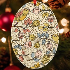 Seamless Pattern With Flower Bird Uv Print Acrylic Ornament Oval by Bedest