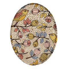 Seamless Pattern With Flower Bird Oval Glass Fridge Magnet (4 Pack) by Bedest