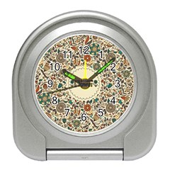 Seamless Pattern With Flower Birds Travel Alarm Clock