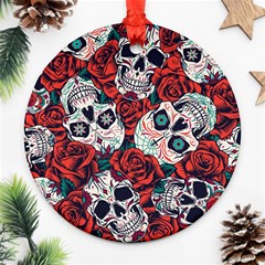 Vintage Day Dead Seamless Pattern Ornament (Round)