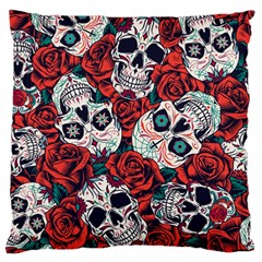 Vintage Day Dead Seamless Pattern Large Premium Plush Fleece Cushion Case (One Side)