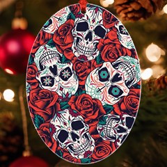 Vintage Day Dead Seamless Pattern Uv Print Acrylic Ornament Oval by Bedest