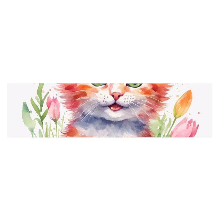 Kitty Watercolour Oblong Satin Scarf (16  x 60 )