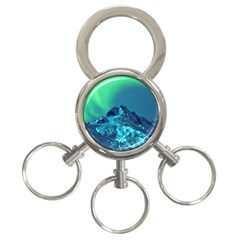 Aurora Borealis Sky Winter Snow Mountains Night 3-ring Key Chain