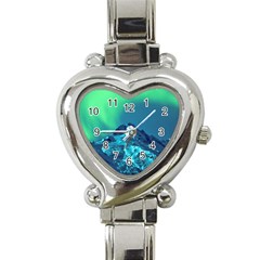 Aurora Borealis Sky Winter Snow Mountains Night Heart Italian Charm Watch by Pakjumat