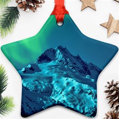 Aurora Borealis Sky Winter Snow Mountains Night Star Ornament (two Sides) by Pakjumat