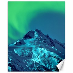 Aurora Borealis Sky Winter Snow Mountains Night Canvas 11  X 14  by Pakjumat