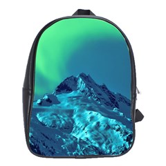 Aurora Borealis Sky Winter Snow Mountains Night School Bag (large) by Pakjumat